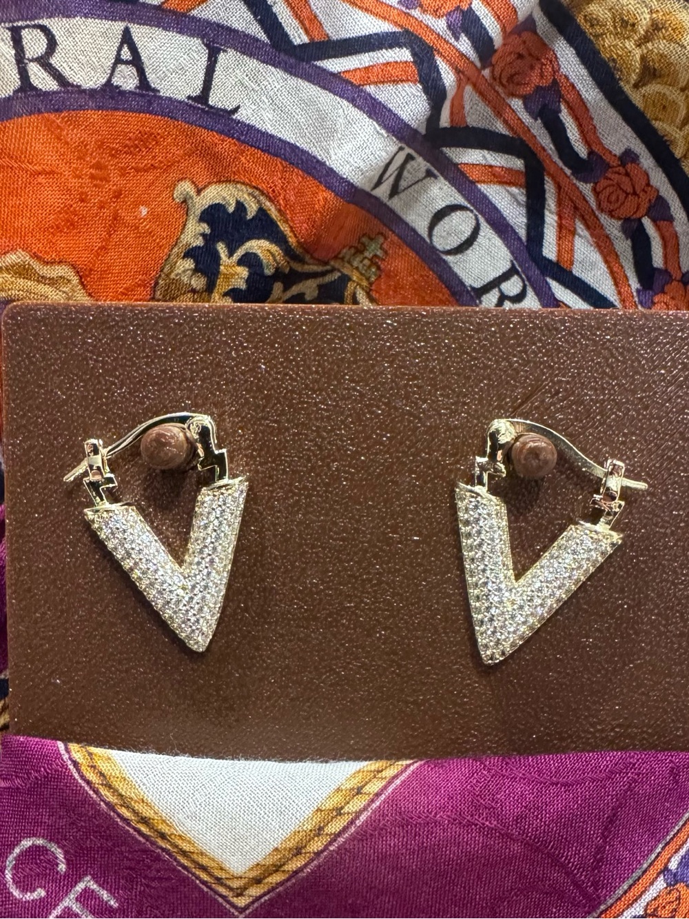 Gold-Tone Pavé V-Shaped Earrings - Women Jewelry